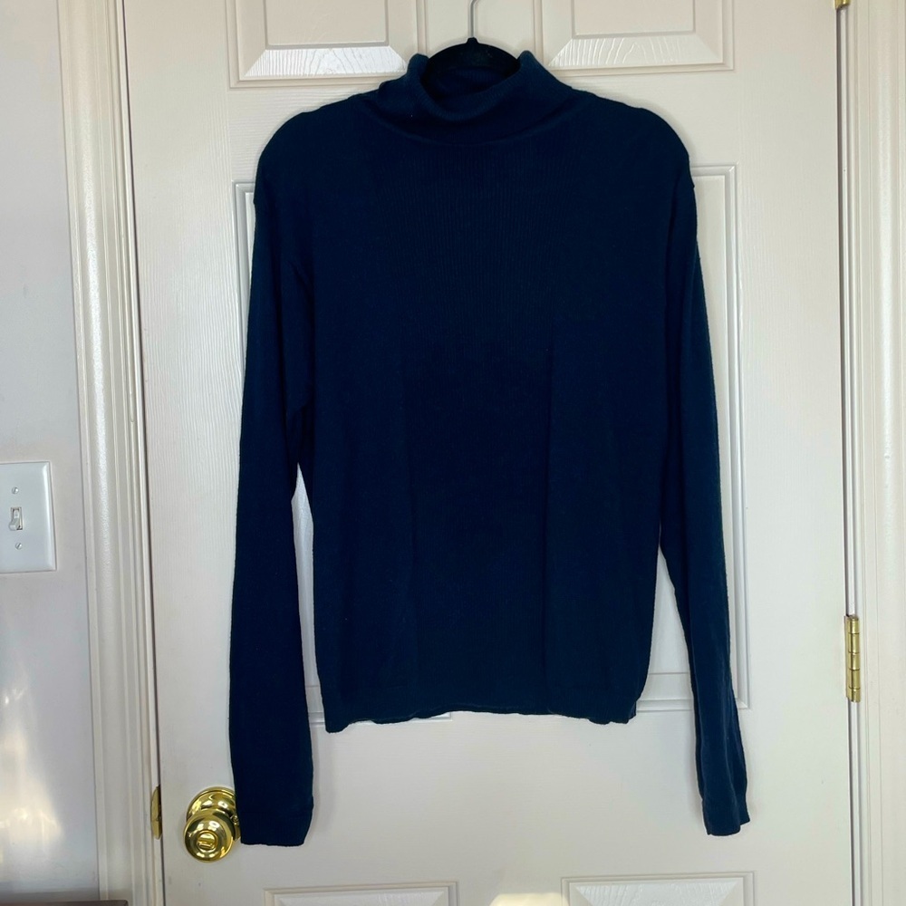 Vintage 90s Pendleton 100% Virgin Merino Wool Navy blue Turtleneck Sweater | S